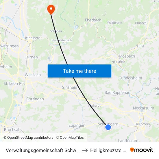 Verwaltungsgemeinschaft Schwaigern to Heiligkreuzsteinach map