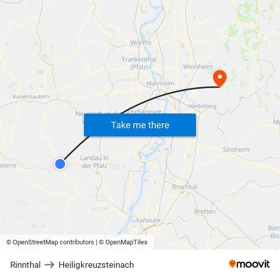 Rinnthal to Heiligkreuzsteinach map
