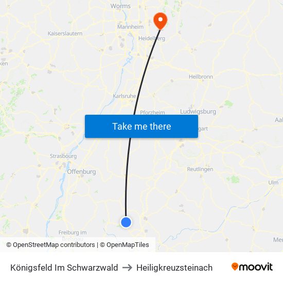 Königsfeld Im Schwarzwald to Heiligkreuzsteinach map