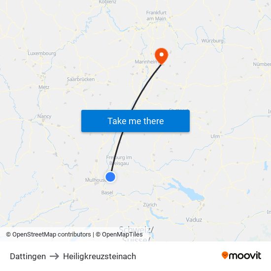 Dattingen to Heiligkreuzsteinach map