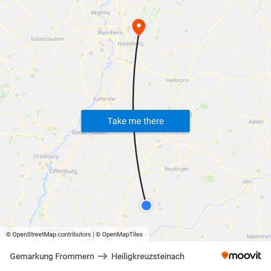 Gemarkung Frommern to Heiligkreuzsteinach map