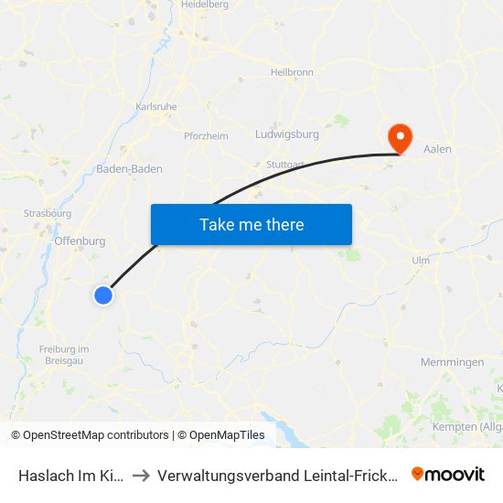 Haslach Im Kinzigtal to Verwaltungsverband Leintal-Frickenhofer Höhe map