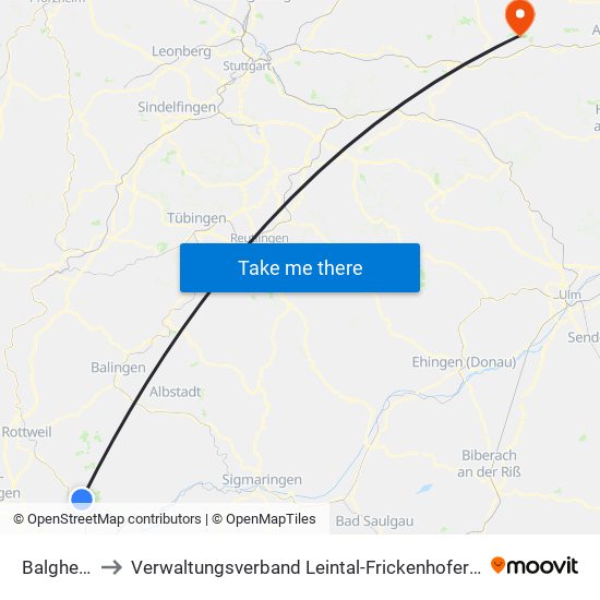 Balgheim to Verwaltungsverband Leintal-Frickenhofer Höhe map