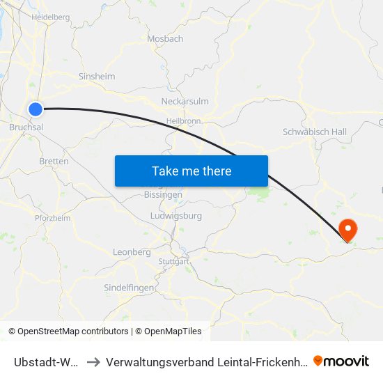 Ubstadt-Weiher to Verwaltungsverband Leintal-Frickenhofer Höhe map