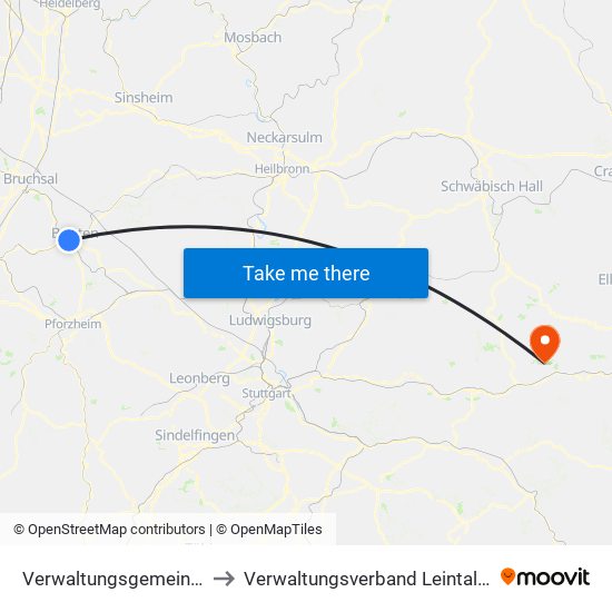 Verwaltungsgemeinschaft Bretten to Verwaltungsverband Leintal-Frickenhofer Höhe map