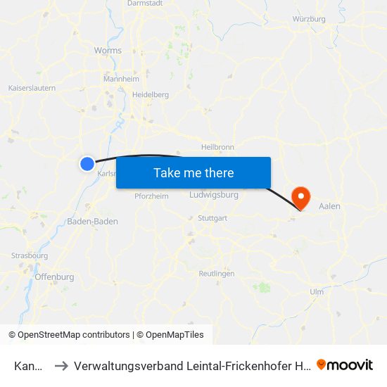 Kandel to Verwaltungsverband Leintal-Frickenhofer Höhe map