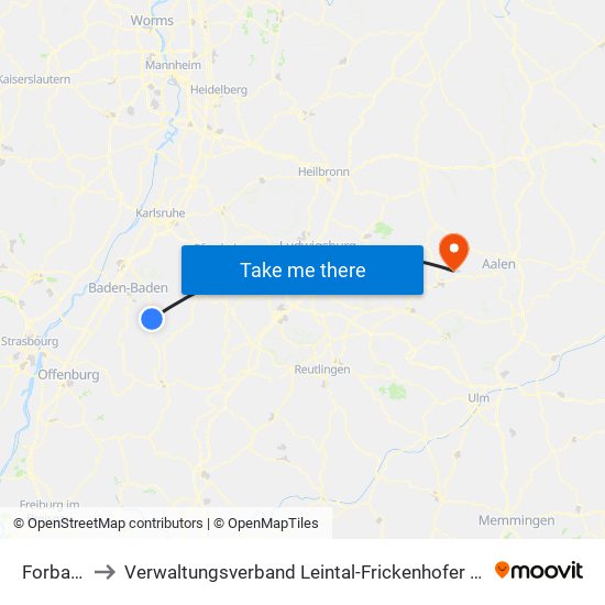 Forbach to Verwaltungsverband Leintal-Frickenhofer Höhe map