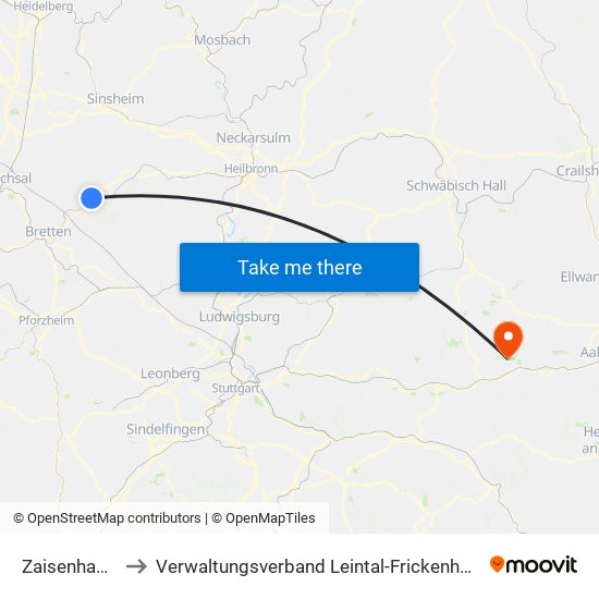 Zaisenhausen to Verwaltungsverband Leintal-Frickenhofer Höhe map