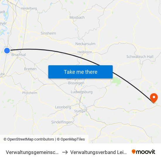 Verwaltungsgemeinschaft Graben-Neudorf to Verwaltungsverband Leintal-Frickenhofer Höhe map