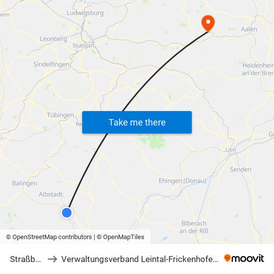 Straßberg to Verwaltungsverband Leintal-Frickenhofer Höhe map