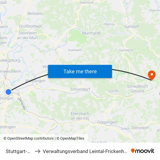 Stuttgart-Nord to Verwaltungsverband Leintal-Frickenhofer Höhe map