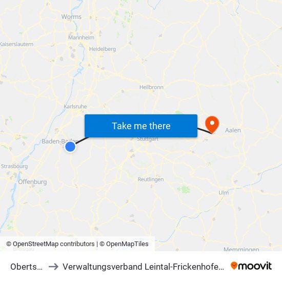 Obertsrot to Verwaltungsverband Leintal-Frickenhofer Höhe map