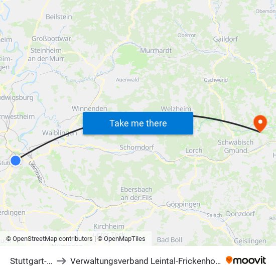 Stuttgart-Ost to Verwaltungsverband Leintal-Frickenhofer Höhe map