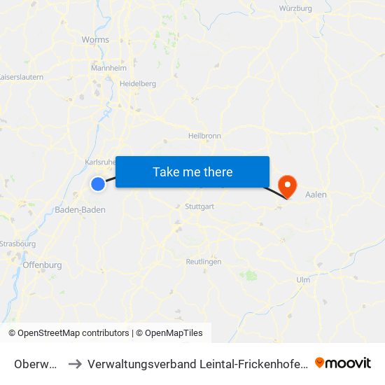 Oberweier to Verwaltungsverband Leintal-Frickenhofer Höhe map
