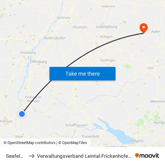 Seefelden to Verwaltungsverband Leintal-Frickenhofer Höhe map