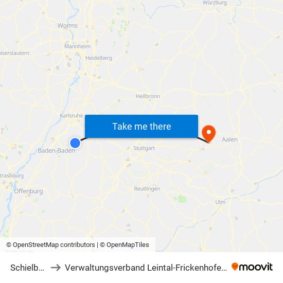 Schielberg to Verwaltungsverband Leintal-Frickenhofer Höhe map