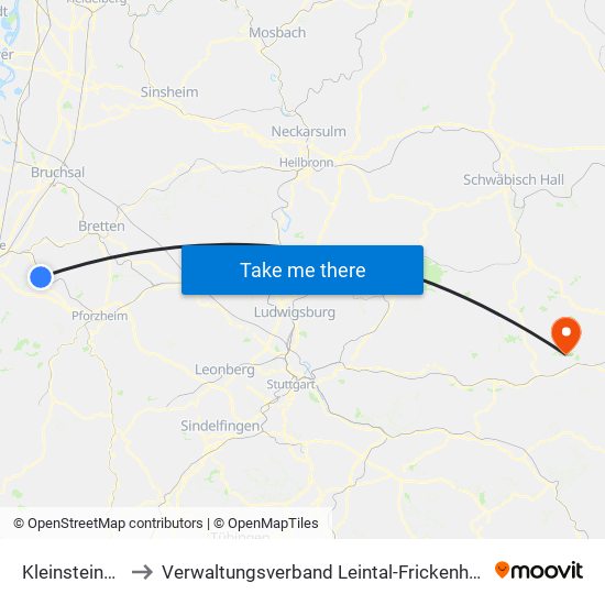Kleinsteinbach to Verwaltungsverband Leintal-Frickenhofer Höhe map