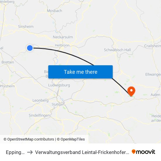 Eppingen to Verwaltungsverband Leintal-Frickenhofer Höhe map