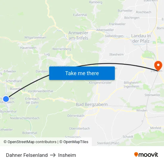 Dahner Felsenland to Insheim map