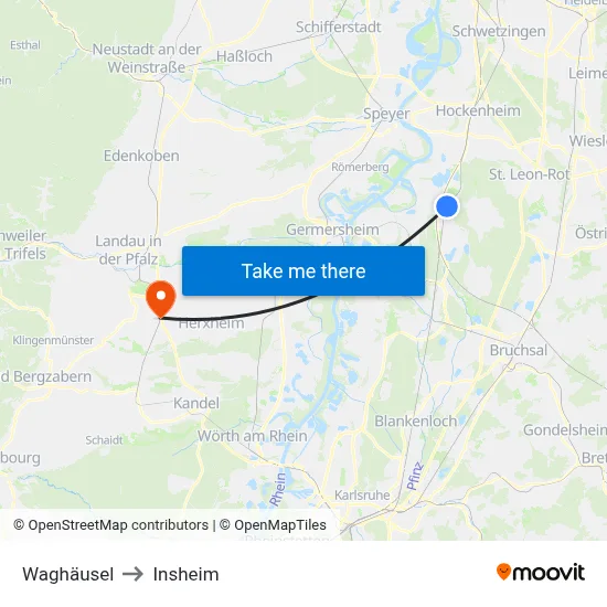 Waghäusel to Insheim map
