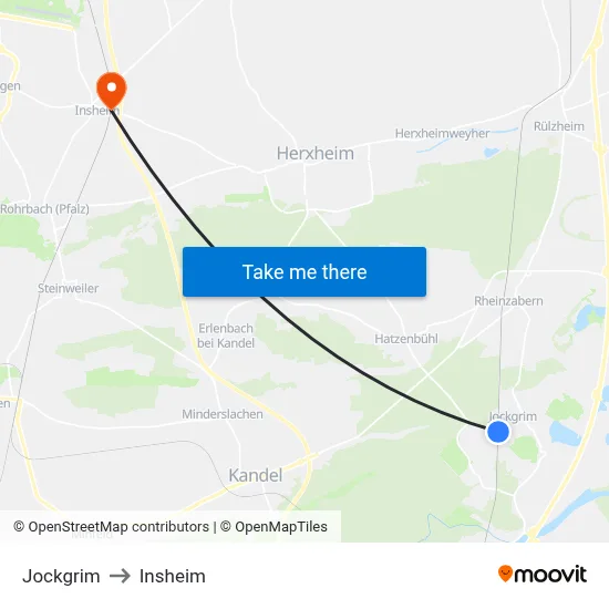 Jockgrim to Insheim map