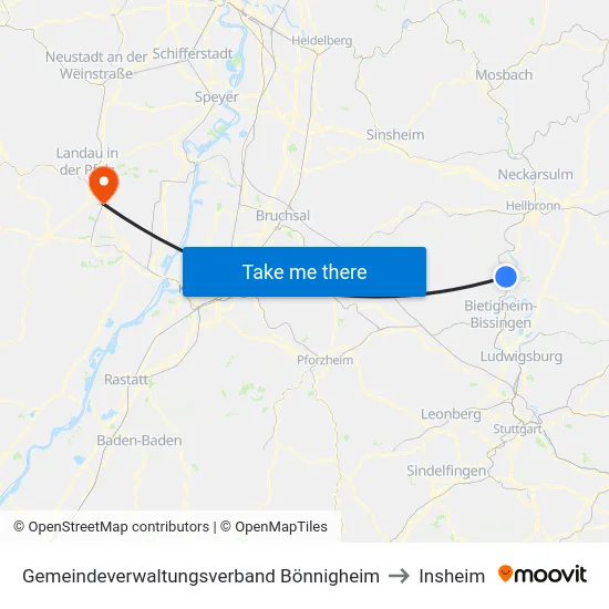 Gemeindeverwaltungsverband Bönnigheim to Insheim map