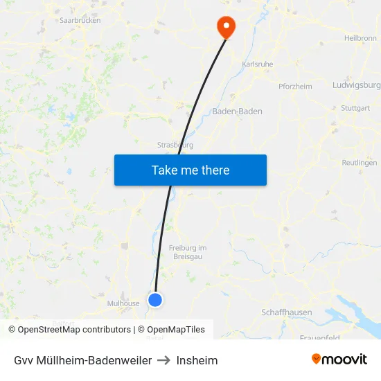 Gvv Müllheim-Badenweiler to Insheim map