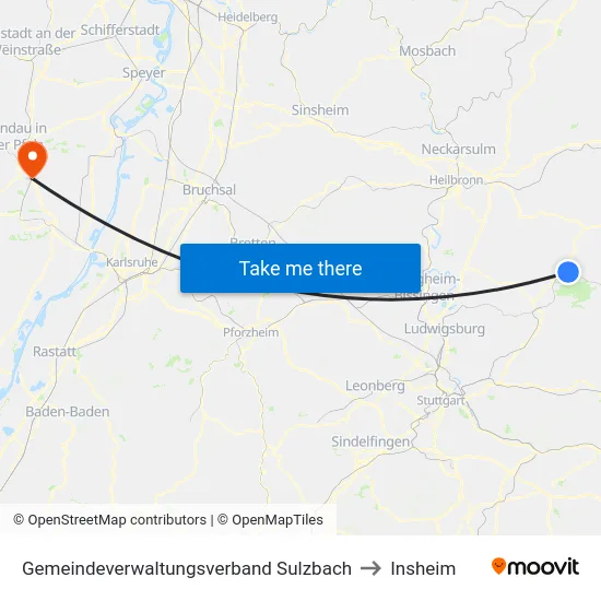 Gemeindeverwaltungsverband Sulzbach to Insheim map