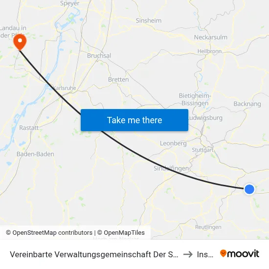Vereinbarte Verwaltungsgemeinschaft Der Stadt Kirchheim Unter Teck to Insheim map