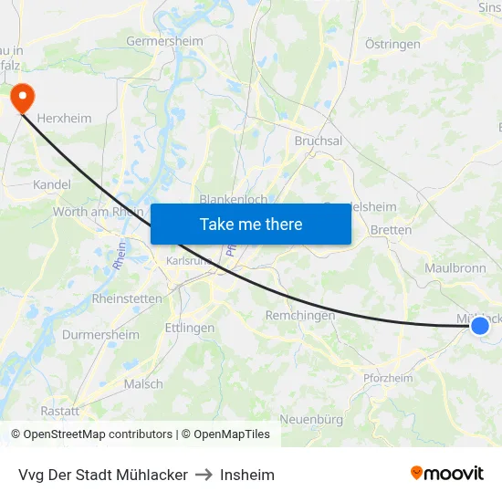 Vvg Der Stadt Mühlacker to Insheim map