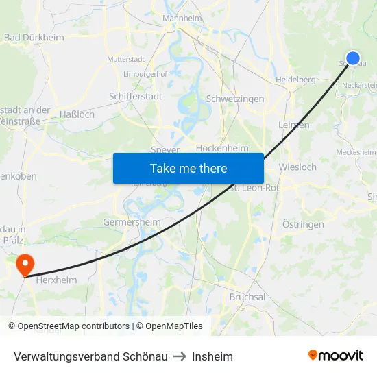 Verwaltungsverband Schönau to Insheim map