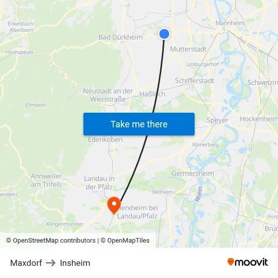 Maxdorf to Insheim map