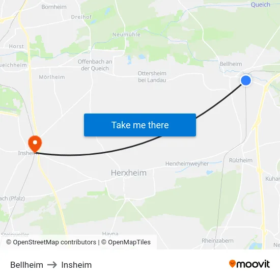 Bellheim to Insheim map
