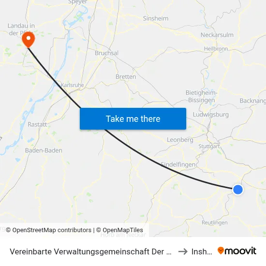 Vereinbarte Verwaltungsgemeinschaft Der Stadt Nürtingen to Insheim map