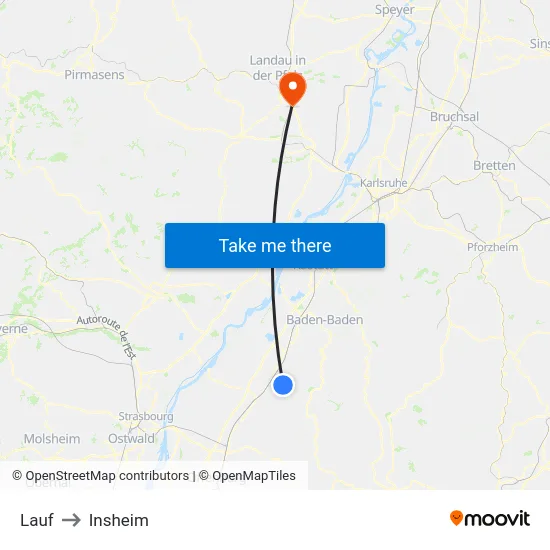 Lauf to Insheim map