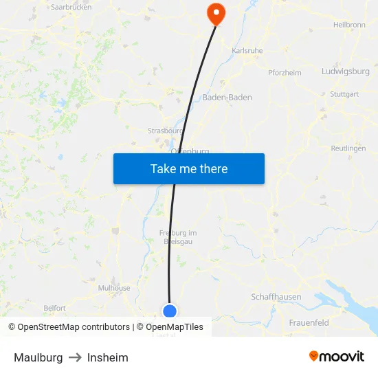 Maulburg to Insheim map
