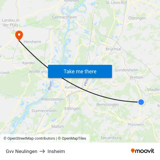 Gvv Neulingen to Insheim map