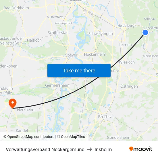 Verwaltungsverband Neckargemünd to Insheim map
