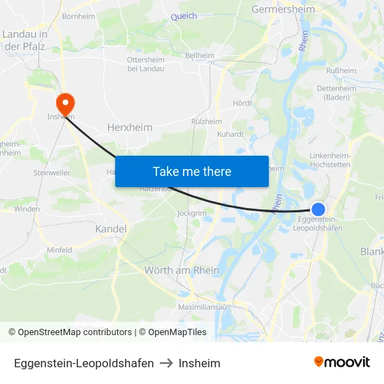 Eggenstein-Leopoldshafen to Insheim map