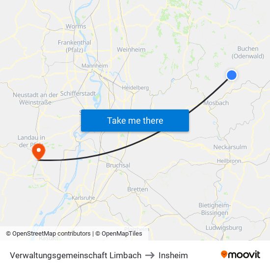 Verwaltungsgemeinschaft Limbach to Insheim map