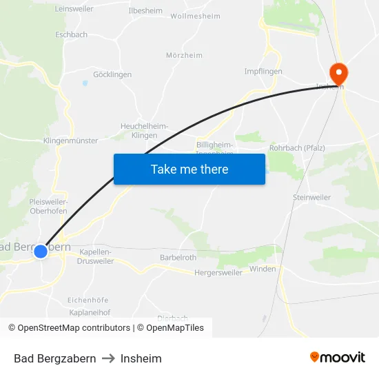 Bad Bergzabern to Insheim map