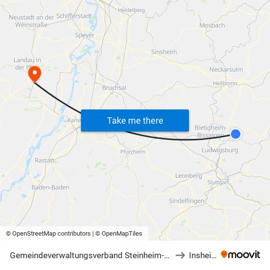 Gemeindeverwaltungsverband Steinheim-Murr to Insheim map