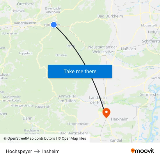 Hochspeyer to Insheim map