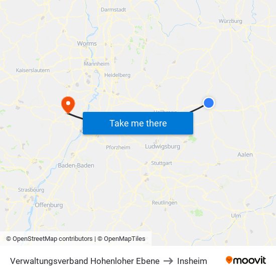 Verwaltungsverband Hohenloher Ebene to Insheim map