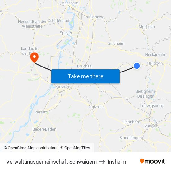 Verwaltungsgemeinschaft Schwaigern to Insheim map