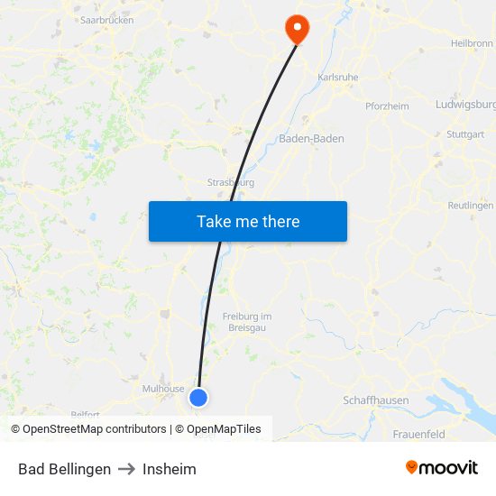 Bad Bellingen to Insheim map