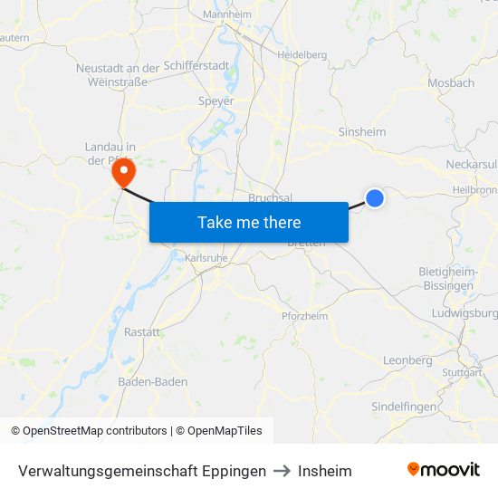 Verwaltungsgemeinschaft Eppingen to Insheim map