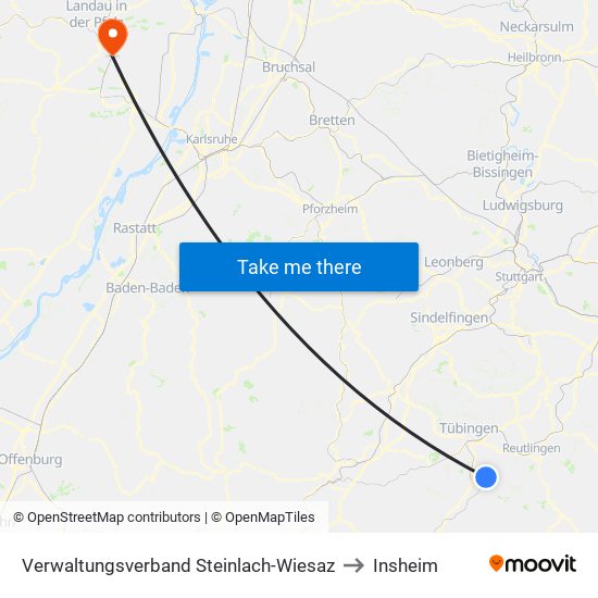 Verwaltungsverband Steinlach-Wiesaz to Insheim map