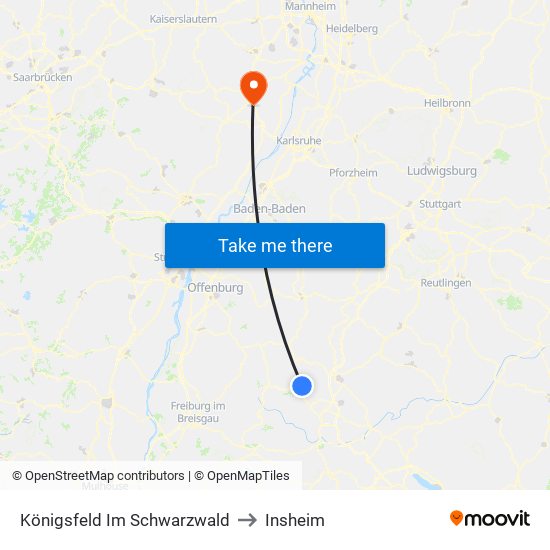 Königsfeld Im Schwarzwald to Insheim map