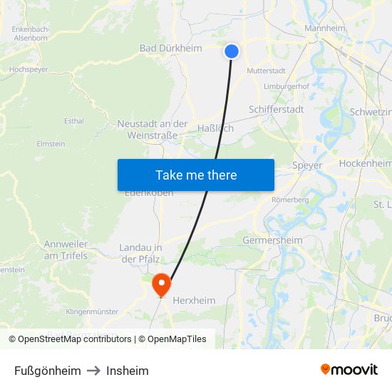 Fußgönheim to Insheim map